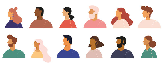 Flat illustration. Men and women in different styles. Avatar, user profile, person icon, profile picture. Suitable for social media profiles, icons, screensavers and as a template...