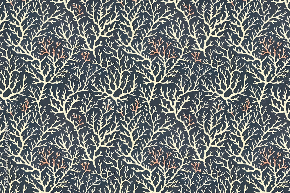 Poster coral pattern tapestry. arts and crafts. vintage botanical wallpaper pattern. background image. crea