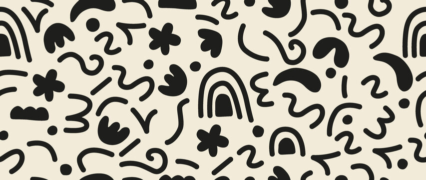 Fototapeta Flat seamless background. Minimalistic abstract pattern. Modern black print on a light background. Ideal for textile design, screensavers, covers, cards, invitations and posters...