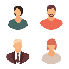 Flat illustration. Men and women in different styles. Avatar, user profile, person icon, profile picture. Suitable for social media profiles, icons, screensavers and as a template...