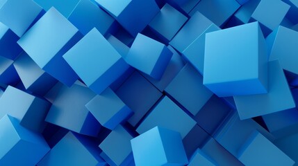 Geometric design with blue cube shape, abstract 3D render