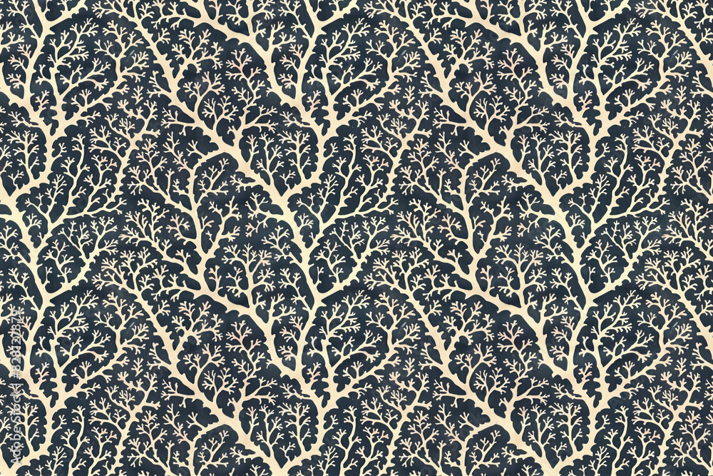 Aufkleber coral pattern tapestry. arts and crafts. vintage botanical wallpaper pattern. background image. crea