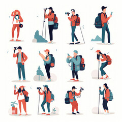 Fototapeta premium Adventurous Spirits in Outdoor Travel Vector Collection
