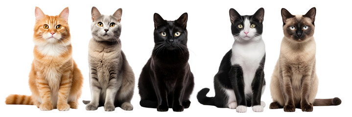 Obraz premium Cute cats png element set on transparent background