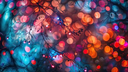 Bokeh lights twinkling in festive scene