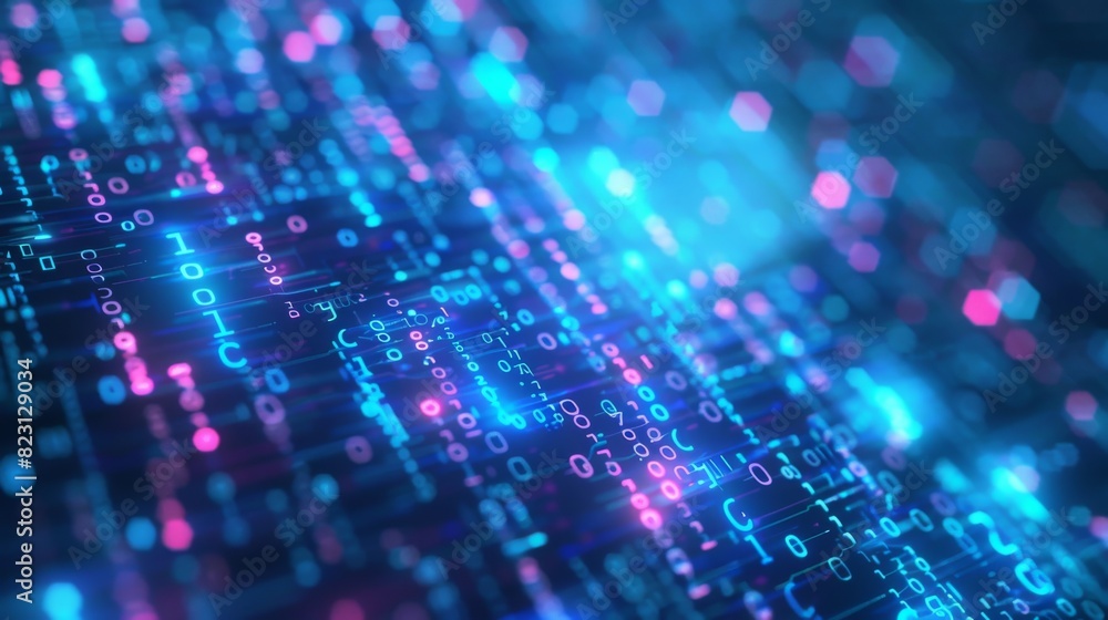 Poster background of glowing numbers. matrix of digital data. vector.