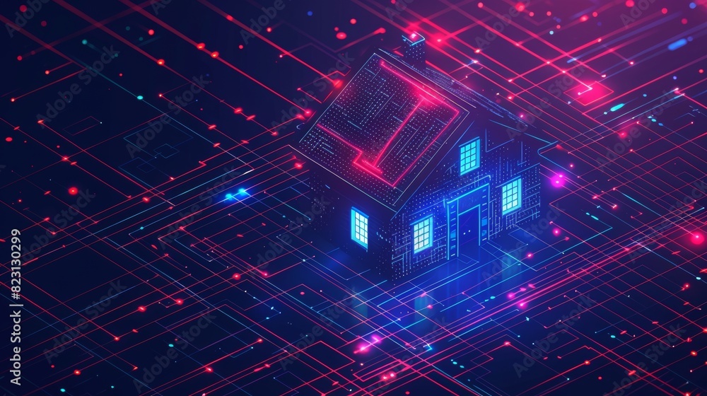 Poster a concept background for a smart home security system containing internet of things or iot or intern