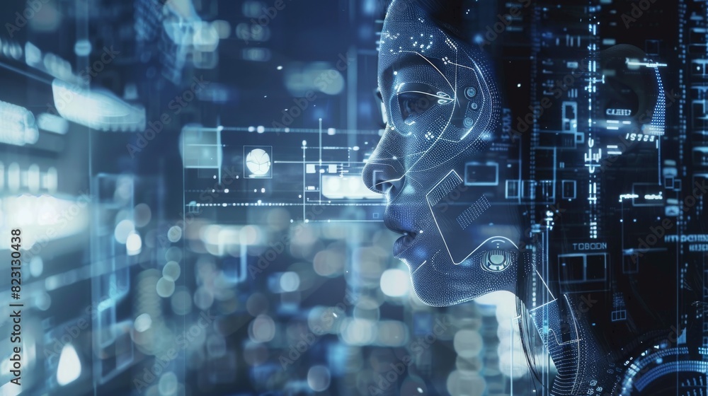 Poster using artificial intelligence in communication and entertainment technology, a smart city can be con