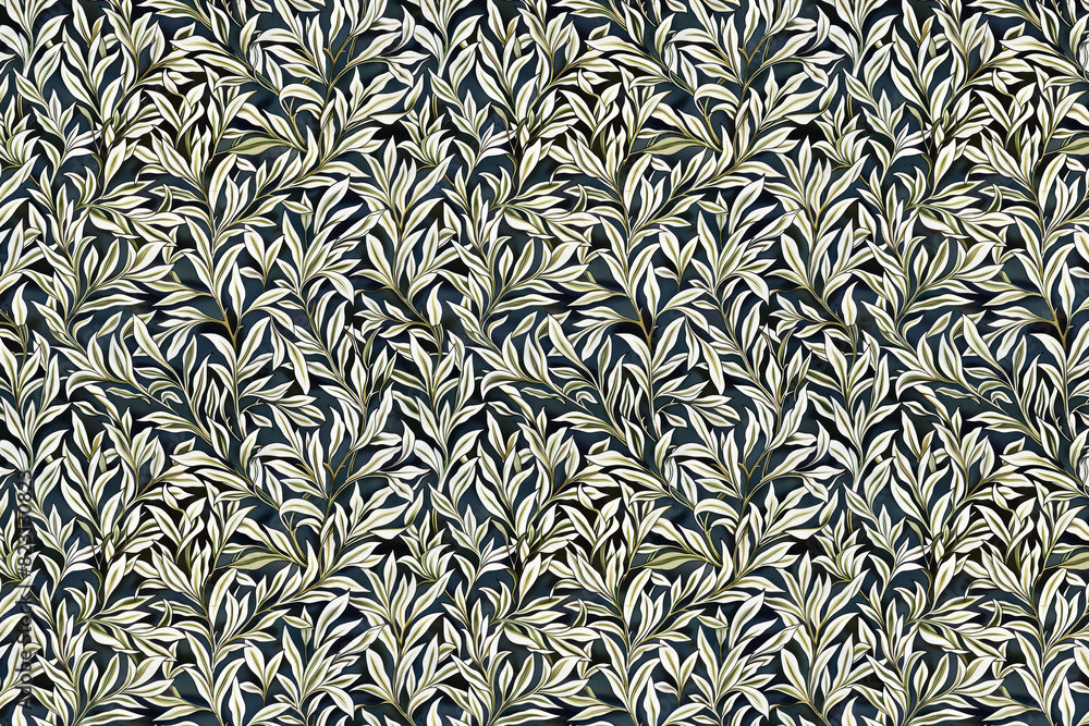 Aufkleber willow leaves pattern tapestry. arts and crafts. vintage botanical wallpaper pattern. background ima