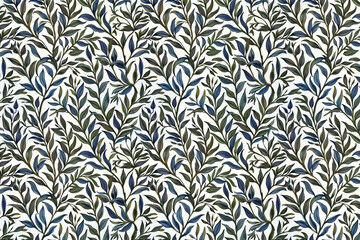 Willow leaves pattern tapestry. Arts and Crafts. Vintage botanical wallpaper pattern. Background image. Created with Generative AI technology