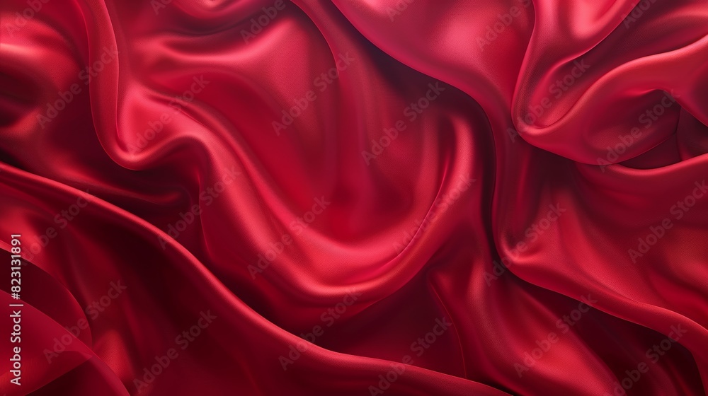 Aufkleber this is a realistic and quality red silk top view modern background. luxury satin cloth with a drape