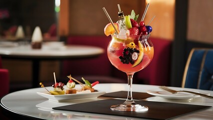 Alcohol cocktail drink on the table in restaurant