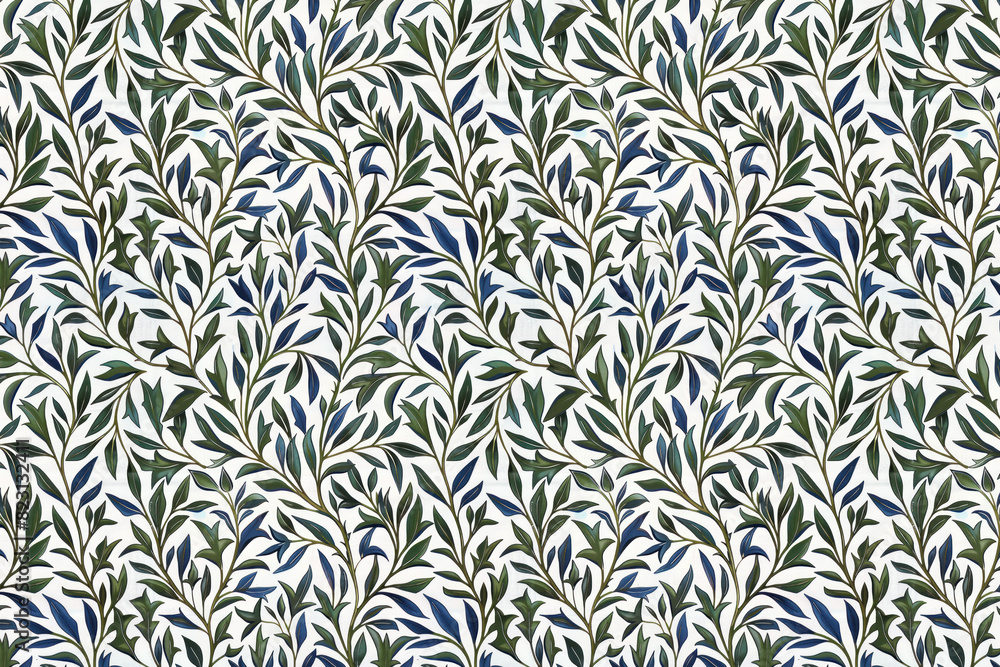 Poster willow leaves pattern tapestry. arts and crafts. vintage botanical wallpaper pattern. background ima