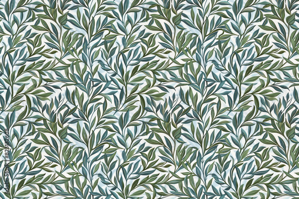 Poster willow leaves pattern tapestry. arts and crafts. vintage botanical wallpaper pattern. background ima