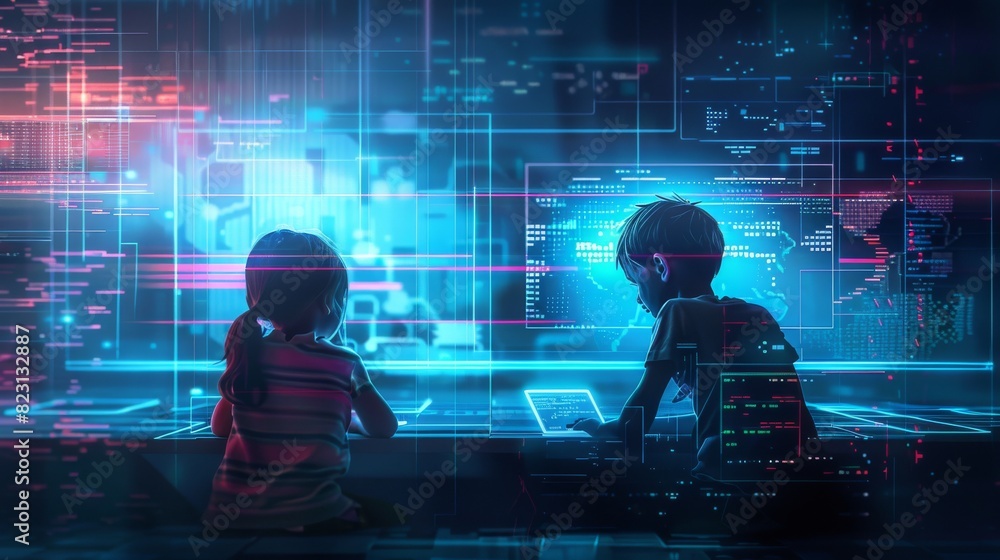 Poster educate kids in game dev, coding, on computer languages. create video games online using web lessons