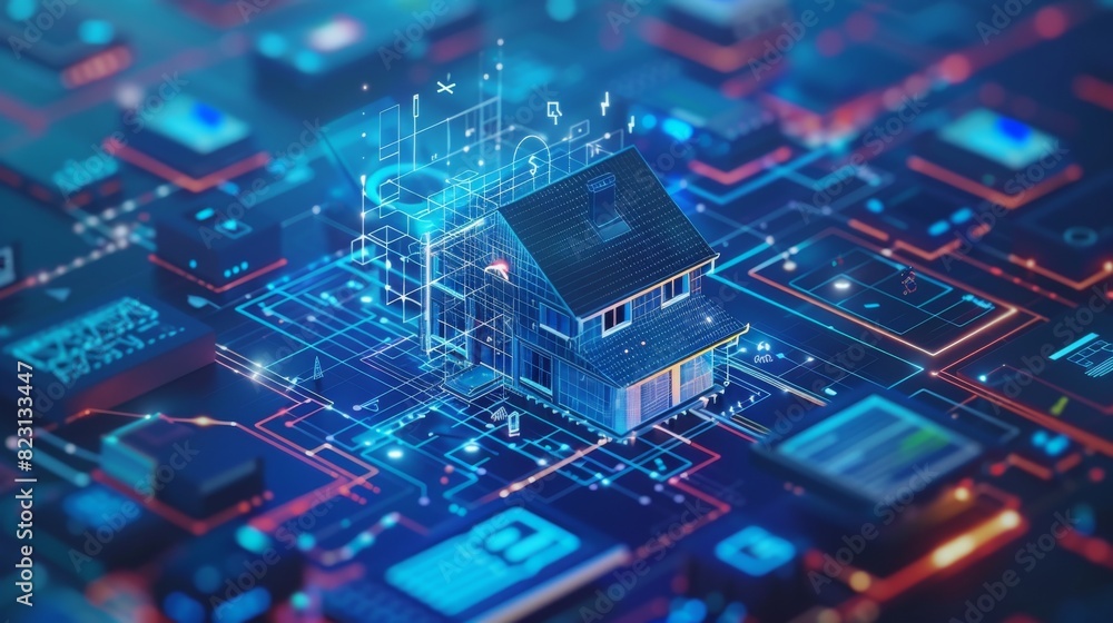 Poster integrated smart home system controlled by smart phone. internet of things. internet of things.