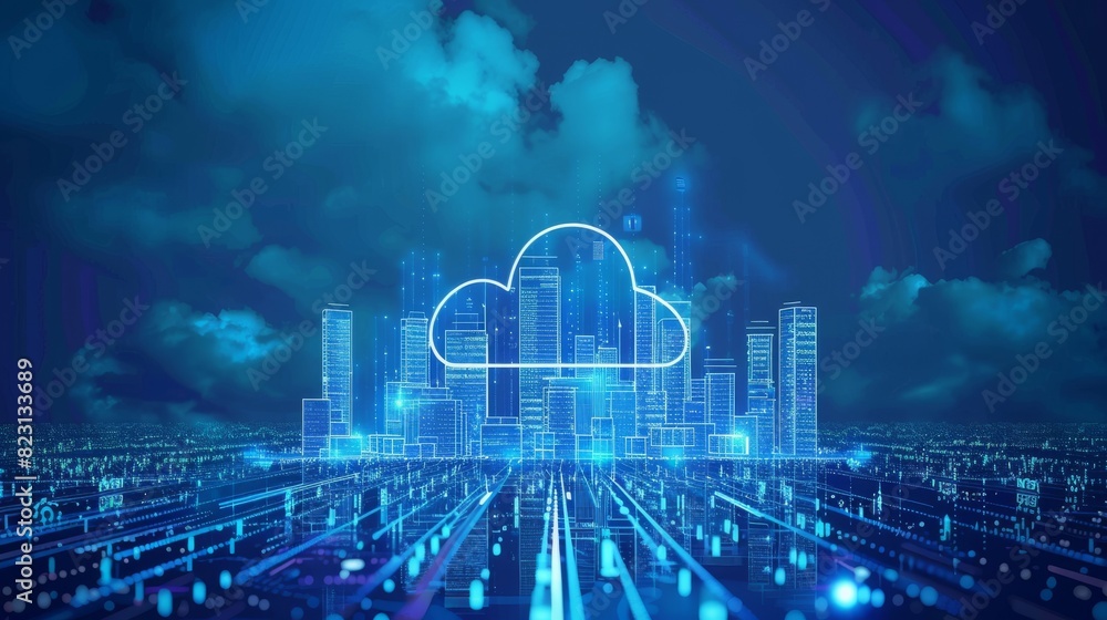 Aufkleber an example of a smart city featuring cloud computing technology and digital 5g internet communicatio