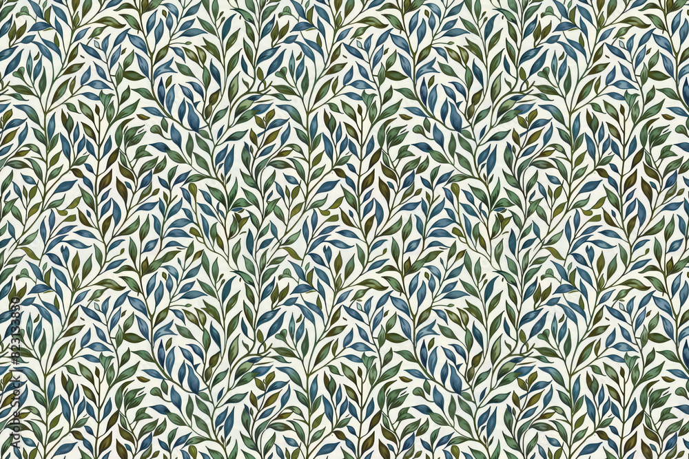 Poster willow leaves pattern tapestry. arts and crafts. vintage botanical wallpaper pattern. background ima