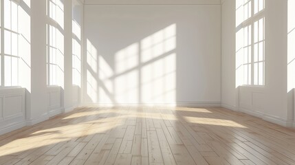 Obraz premium Spacious Room with Natural Light and Wooden Floors