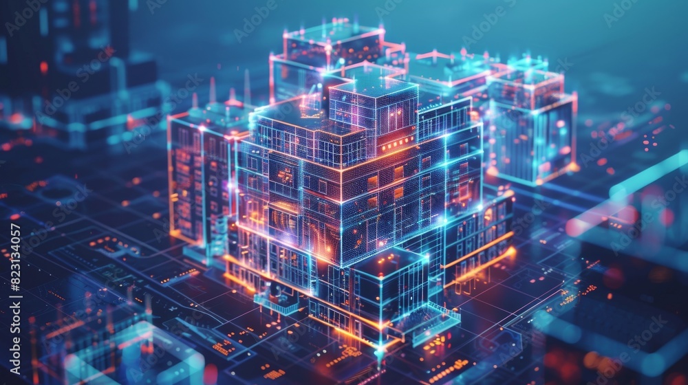 Aufkleber developing hardware and software for smart buildings. architecture of smart buildings, engineering c