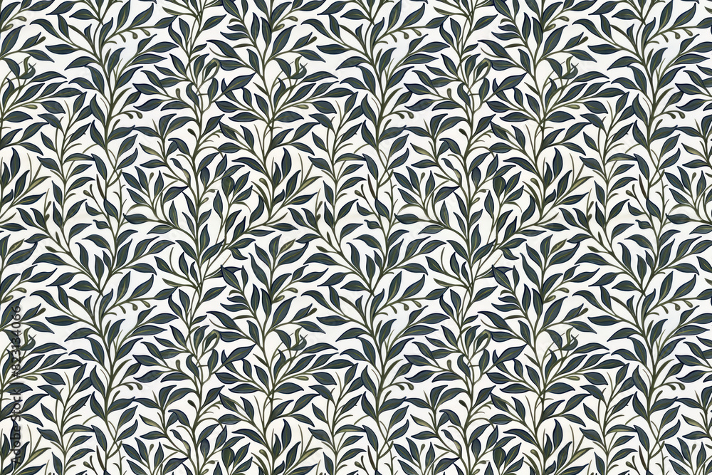 Poster willow leaves pattern tapestry. arts and crafts. vintage botanical wallpaper pattern. background ima