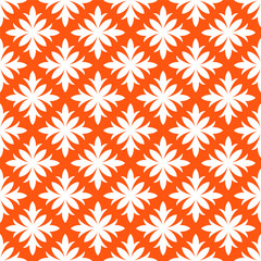 Seamless pattern with white abstract flowers and orange background