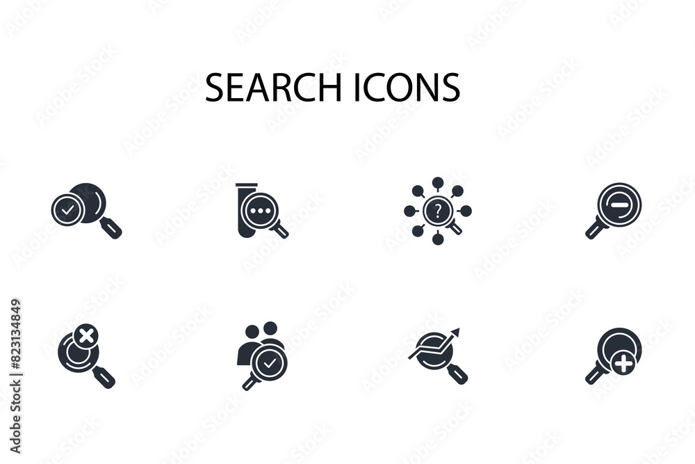 Poster search icon set.vector.editable stroke.linear style sign for use web design,logo.symbol illustration