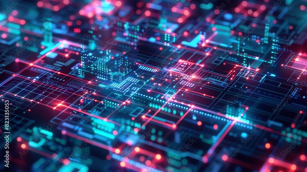 Poster animated background. 3d rendered isometric computer software technology. computer, laptop, phone, te