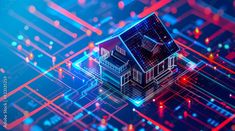 Poster a smart home system with iot devices. programming scenarios for the smart home system. smart home sy