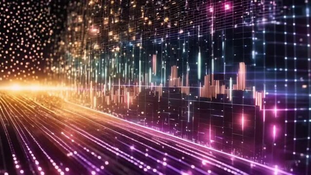 Abstract digital data stream visual. High-speed light particles. Cybersecurity and technology concept.4k JD