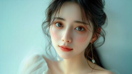 美しい かわいい 女性モデルのビューティーポートレート