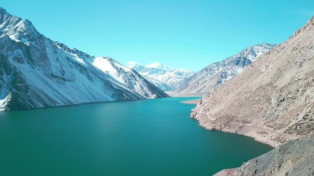 El Yeso reservoir artificial lagoon Cajon del Maipo, country of Chile