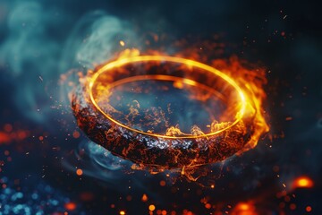 a ring with flames coming out of it