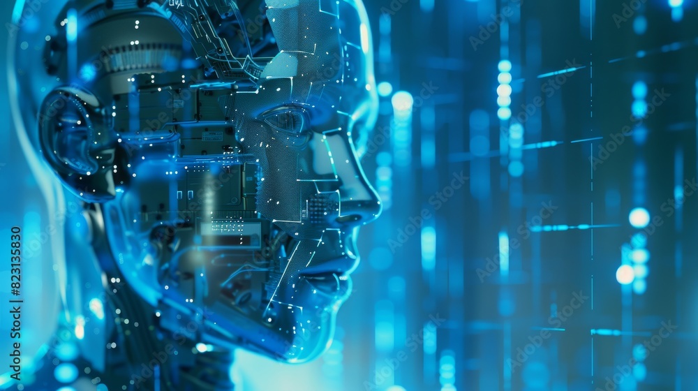 Aufkleber robot robot with automated arms. bipedal autonomous humanoid robot. robot with artificial intelligen