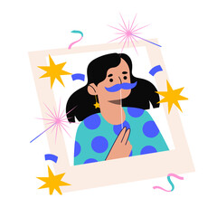 Girl with photo frame illustration