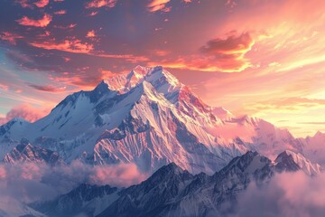 The Breathtaking View of Majestic Mountain Peaks Bathed in Morning Light