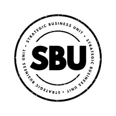 SBU Strategic Business Unit - profit center which focuses on product offering and market segment, acronym text concept stamp