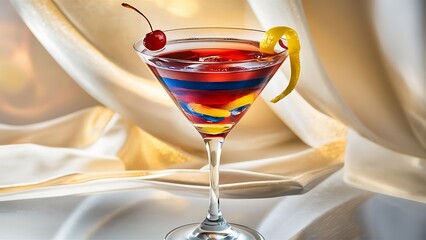 Glass with cocktail on a light background