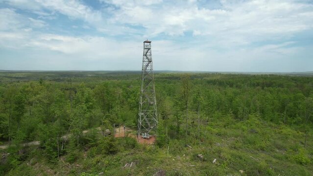 The Mountain Fire Lookout Tower, located in Mountain, Wisconsin was erected by the Mountain CCC and completed in 1935.  This tower stood guard over the Nicolet National Forest.