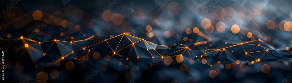 Poster abstract network connections on a dark background with glowing nodes and lines, perfect for tech, co