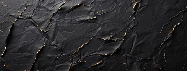 Black Textured Surface with Golden Seams