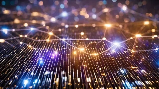 Abstract digital data stream visual. High-speed light particles. Cybersecurity and technology concept.4k JD