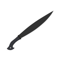 barong machete flat design vector illustration isolated on white background. Machete, Infantry Kukri blade flat color. crossed military knives