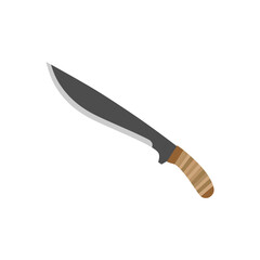 barong machete flat design vector illustration isolated on white background. Machete, Infantry Kukri blade flat color. crossed military knives