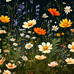 background with meadow flowers,colourful, colours, cosmos, meadow, purple, sunrise, sunlight,