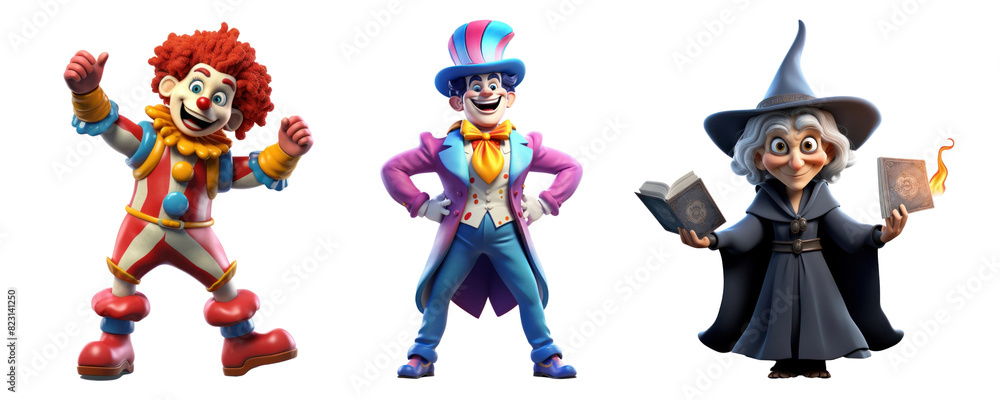 Canvas Prints 3d circus costume png element set on transparent background