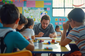 Volunteers Tutoring Students After School