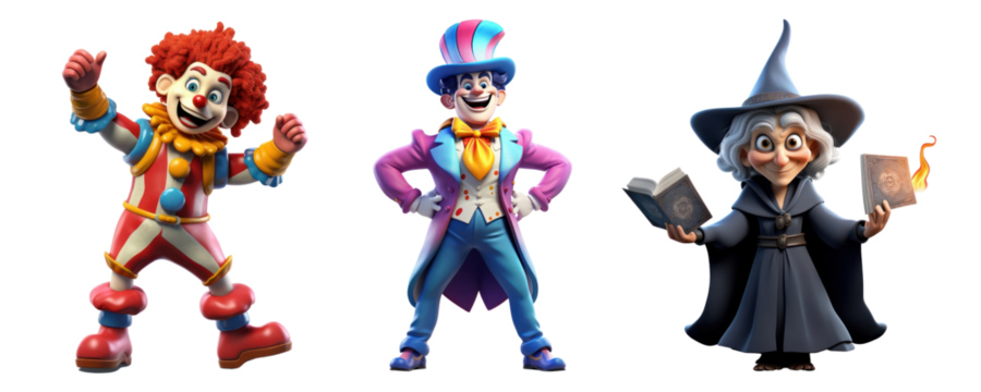 3d Circus Costume png element set on transparent background