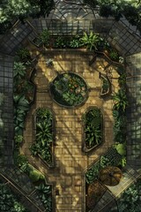 DnD Battlemap Crystal Clearing Conservatory - A serene forest glade with a glass greenhouse.