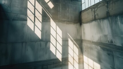 Sunlight Casting Shadows on Concrete Staircase